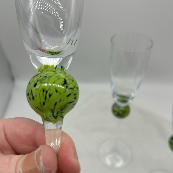 Champagne Hand Blown Colored Glass Stemware Set of 3 - Picture 6 of 6